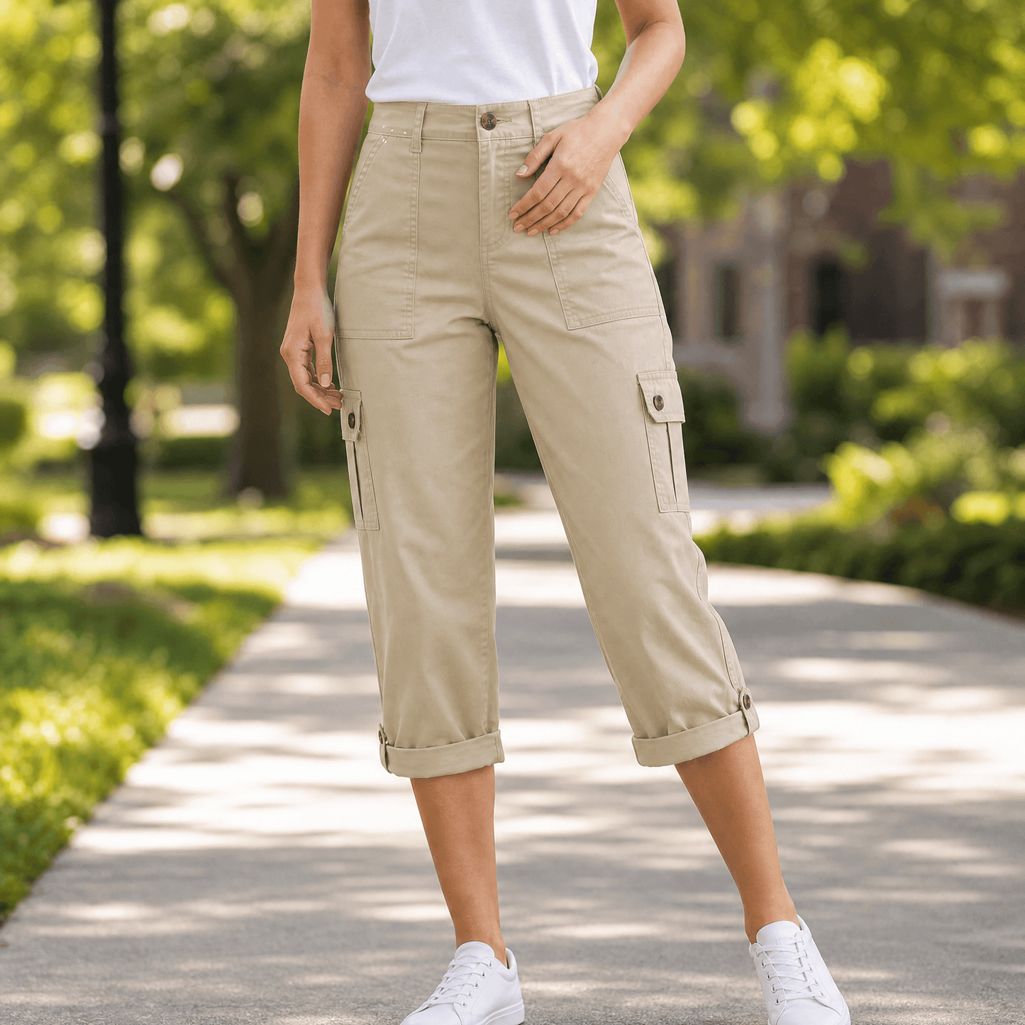 Women's Comfortable Stretch Capri with Pockets