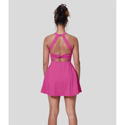Backless Sleeveless Criss Cross Active Spring Dresses for Women - Easy Peezy, Dresses with pockets for Yoga Workout Running, Women's Sports & Outdoor Clothing