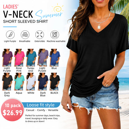 🔥 Women's V-Neck Everyday Tee | Ultra-Soft, Flattering Fit & All-Day Comfort 💖