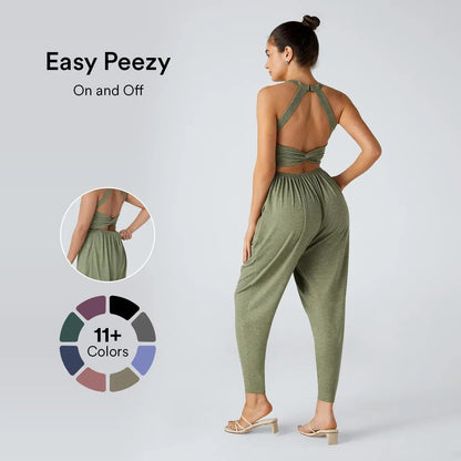 🔥U Neck Pocket Harem Casual Jumpsuit-Easy Peezy Edition