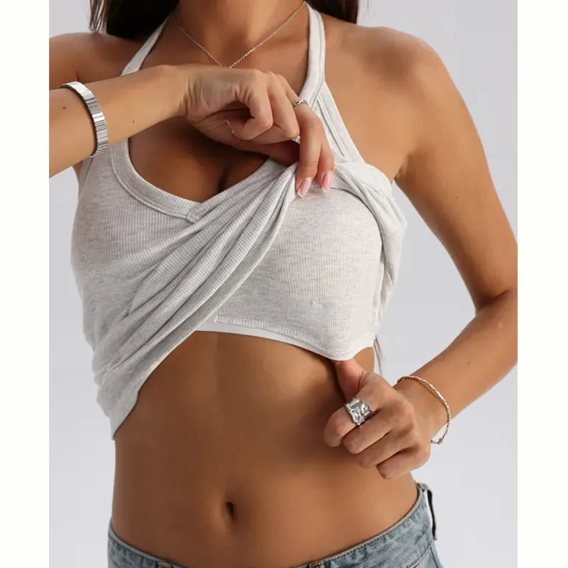 🔥Built-in bust support, sleeveless backless slim-fit basic tank top💖