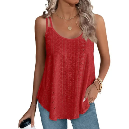 🔥Women's Eyelet Embroidered Tank Top | Soft Sleeveless Scoop Neck Summer Camisole