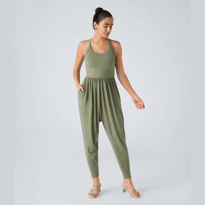 🔥U Neck Pocket Harem Casual Jumpsuit-Easy Peezy Edition