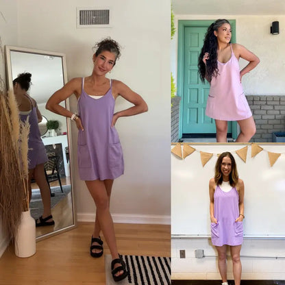 🔥Summer Sale❤️Womens Summer Sleeveless Mini Dress V Neck Spaghetti