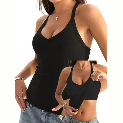 🔥Built-in bust support, sleeveless backless slim-fit basic tank top💖
