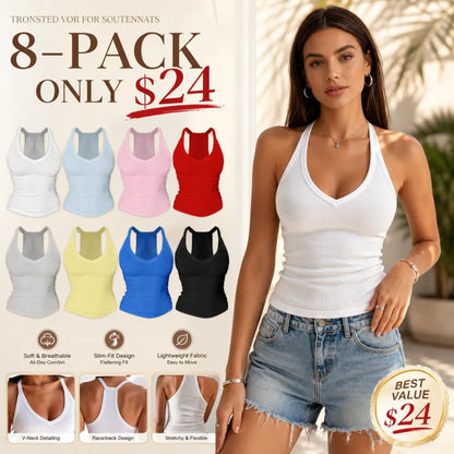 🔥Built-in bust support, sleeveless backless slim-fit basic tank top💖