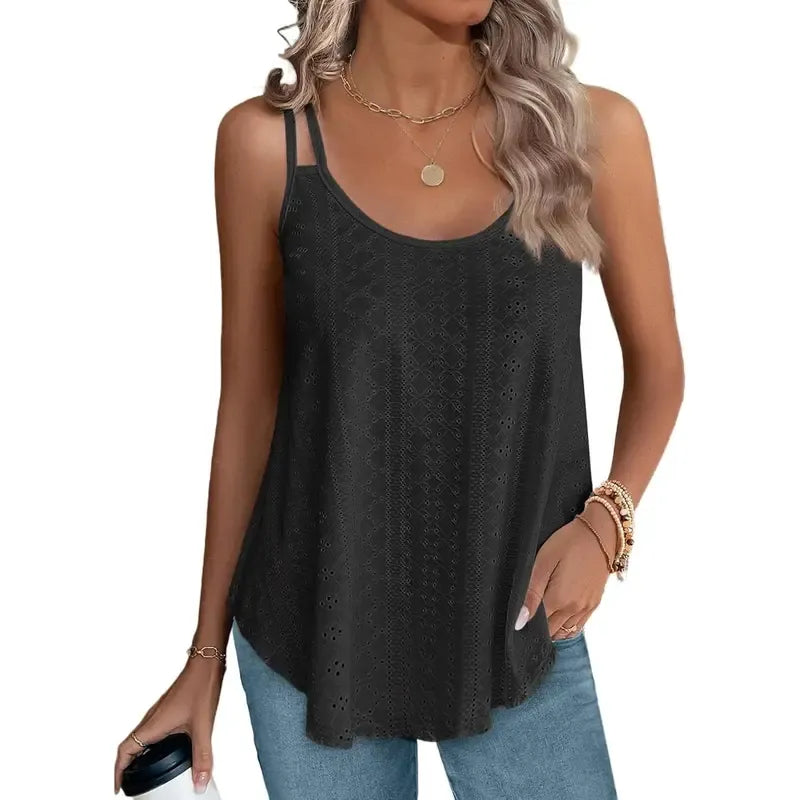 🔥Women's Eyelet Embroidered Tank Top | Soft Sleeveless Scoop Neck Summer Camisole