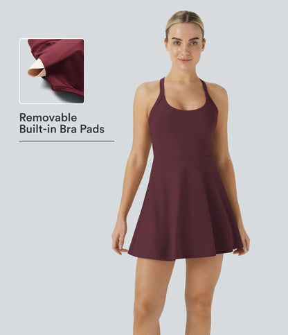 Backless Sleeveless Criss Cross Active Spring Dresses for Women - Easy Peezy, Dresses with pockets for Yoga Workout Running, Women's Sports & Outdoor Clothing