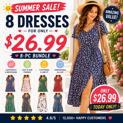 Women Square Neck Ditsy Floral Dress, Ruffle Empire Waist A-Line Sundress With Pockets