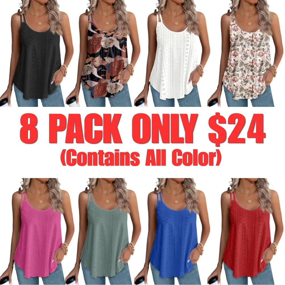 🔥Women's Eyelet Embroidered Tank Top | Soft Sleeveless Scoop Neck Summer Camisole