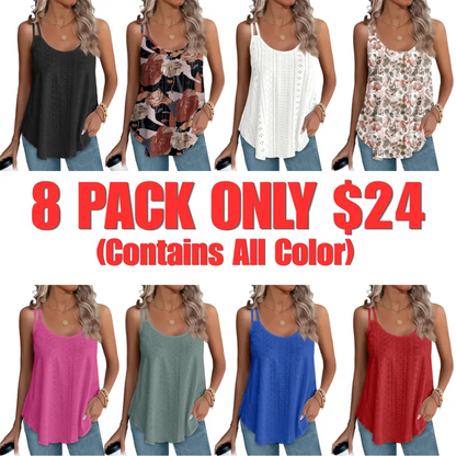🔥Women's Eyelet Embroidered Tank Top | Soft Sleeveless Scoop Neck Summer Camisole