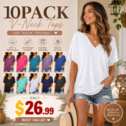 🔥 Women's V-Neck Everyday Tee | Ultra-Soft, Flattering Fit & All-Day Comfort 💖
