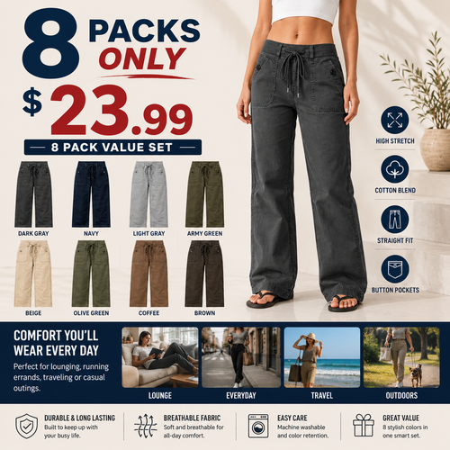 Women's High Stretch Mid Rise Straight Pants