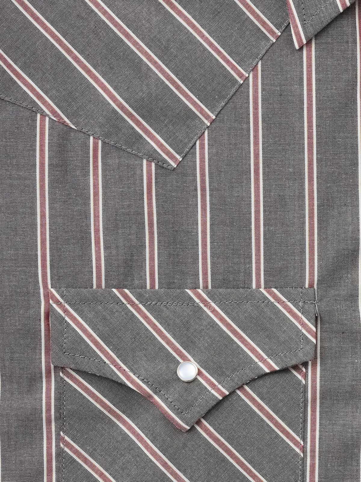 Men's Western Stripe Snap Shirt with Pocket - Short Sleeve Casual Cowboy Shirt