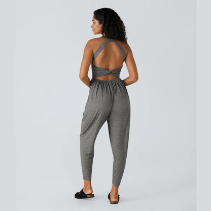 🔥U Neck Pocket Harem Casual Jumpsuit-Easy Peezy Edition