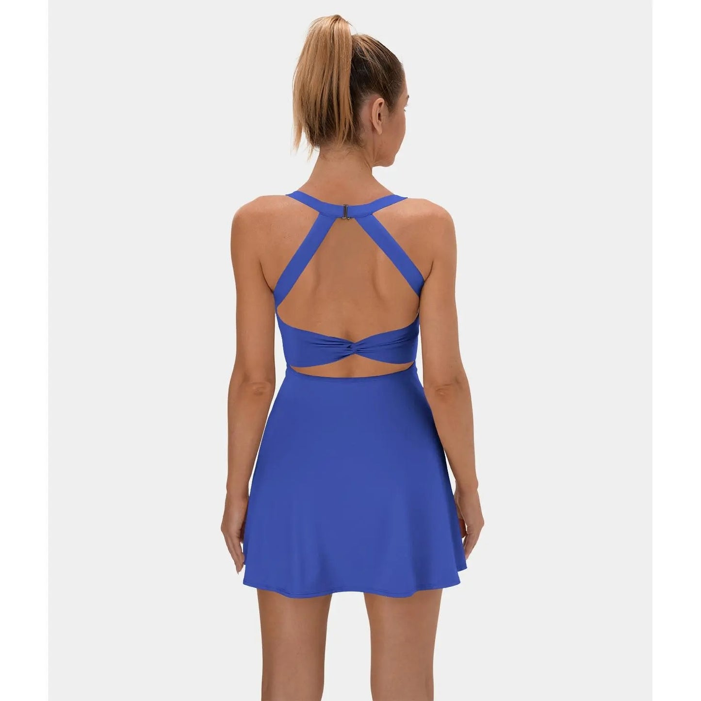 Backless Sleeveless Criss Cross Active Spring Dresses for Women - Easy Peezy, Dresses with pockets for Yoga Workout Running, Women's Sports & Outdoor Clothing