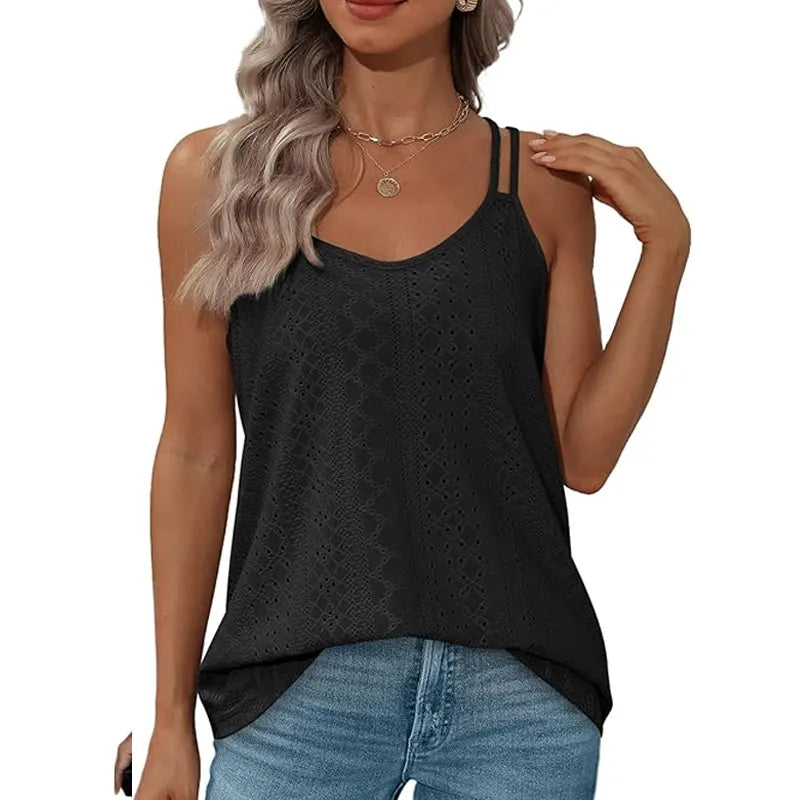 🔥Women's Eyelet Embroidered Tank Top | Soft Sleeveless Scoop Neck Summer Camisole
