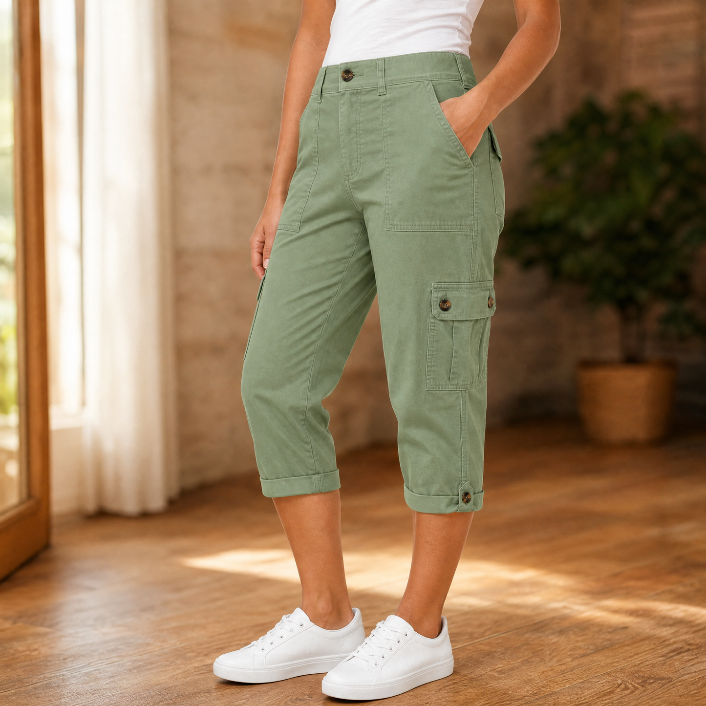 Women's Comfortable Stretch Capri with Pockets