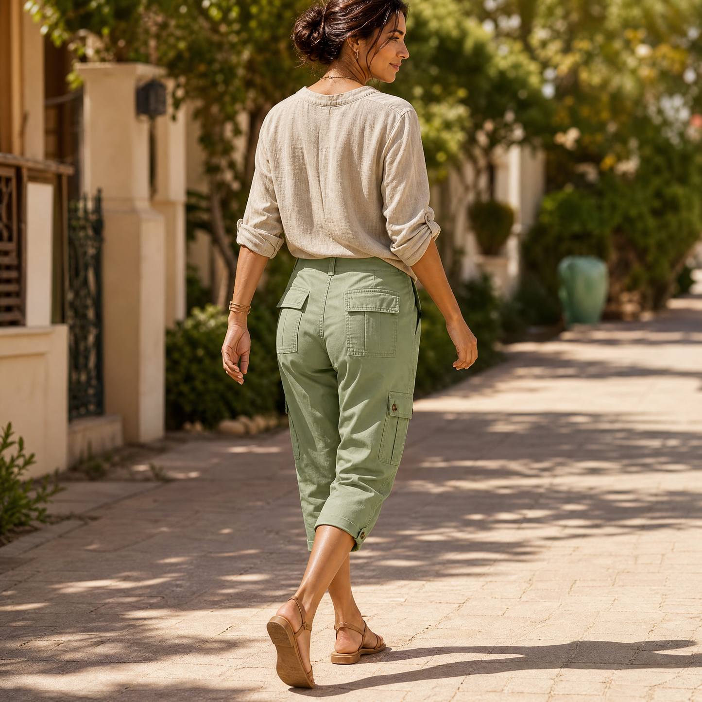 Women's Comfortable Stretch Capri with Pockets