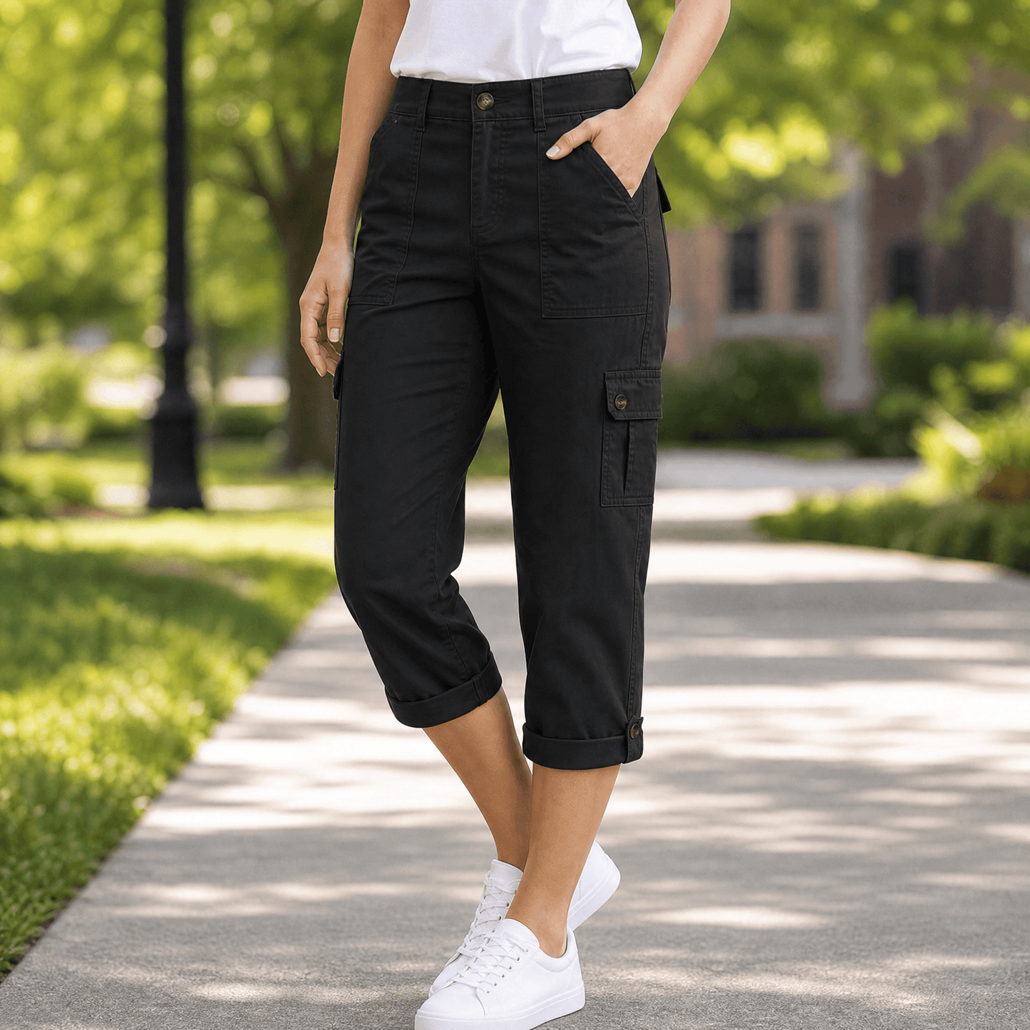 Women's Comfortable Stretch Capri with Pockets