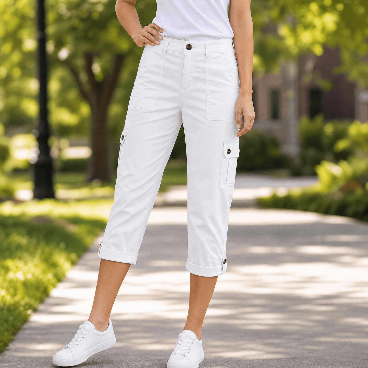 Women's Comfortable Stretch Capri with Pockets